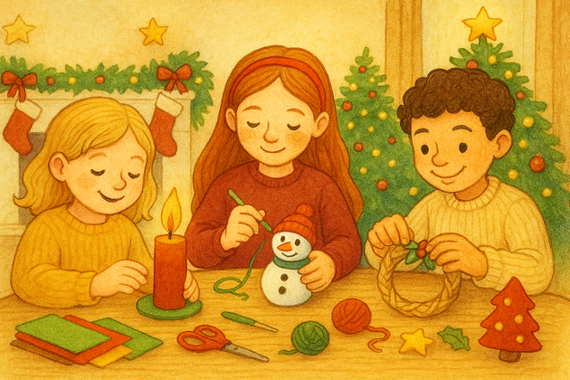 Kinder basteln liebevoll kleine Geschenke für liebe Menschen.